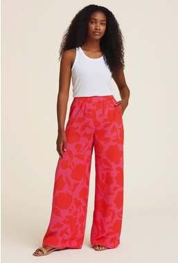 Kate Spade x Target Classic Rose Floral Linen Wide Leg Pants Womens L Resort